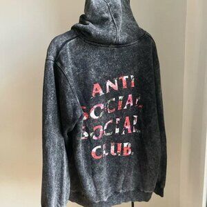 Anti Social Social Club Black Hoodie with Floral Logo